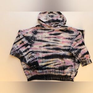 VS Pink Tie-Dye Hooded Sweatshirt in Black, Pink & White